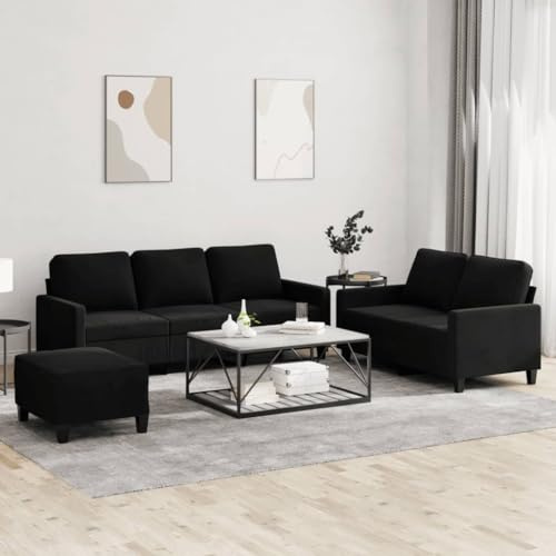 Iiaky Juego de sofás con Cojines 3 Piezas Sofas de Salon sofá con Cojines Terciopelo Negro // 3201531