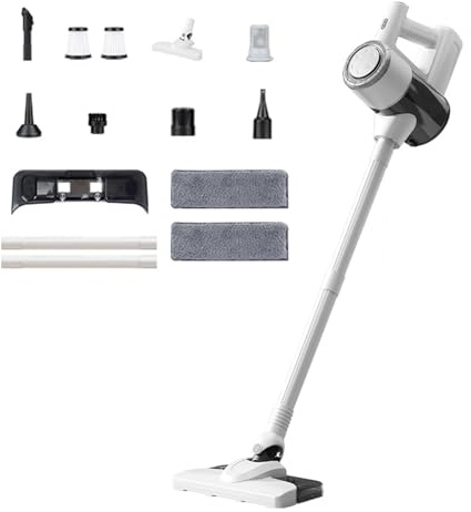 MeLtor Aspira E Lava Pavimenti Casa 5 in 1 Portatile, 400ml Serbatoio, Aspirapolvere Senza Fili Leggero E Senza Fili Aspira E Lava Pavimenti Casa per Pavimenti, Tappeti, Capelli di Animali,White