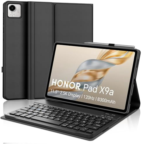 SENGBIRCH Coque Clavier pour Honor Pad X9a 11.5 2025 - AZERTY Français Clavier Détachable sans Fil Bluetooth pour Honor Pad X9a 11.5 Pouces 2025, Noir