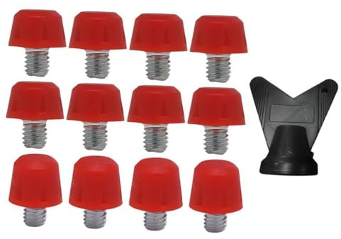 pistro Fußballschuh-Spikes, Ersatz-Stollen, M6-Gewinde, 8 mm, 11 mm, Zubehör mit Schraubenschlüssel, Rot, 12 Stück