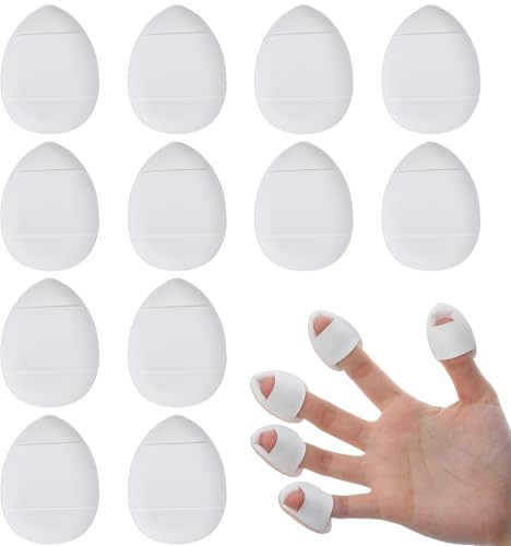 Classicseali 12 Stück Make Up Schwamm Klein, Weiß Puderquaste Mini, Finger Puderquaste, Trocken und Nassverwendung für Foundation Concealer Grundierung, Dreieck Make Up Pads