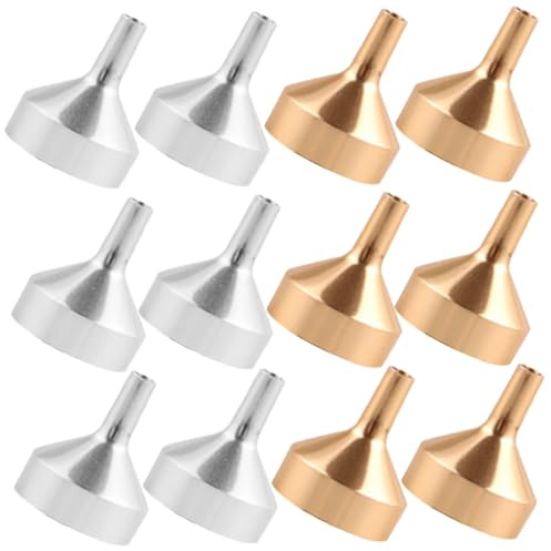 TOYANDONA 12 pièces Mini Entonnoirs Métalliques pour Parfum Petits Entonnoirs Anodisé Argenté et Doré Outil Pratique pour Remplissage de Petites Bouteilles de Parfum Lotion et Soins