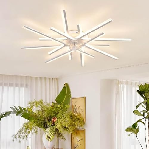KeLuKes 90CM Ceiling Fans with Lights, Silent DC Motor, APP & Remote Control, Modern Dimmable LED Ceiling Fan with Adjustable Colour Temperature for Bedroom Living Room, White