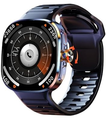 JINSHANGZI Original M99 Smartwatch with 2.4 Inch AMOLED Screen 4G/5G SIM Card Slot GPS WiFi 190° Rotating Camera Android 10.0 Gaming Watch (16GB 256GB,Titanium Black)