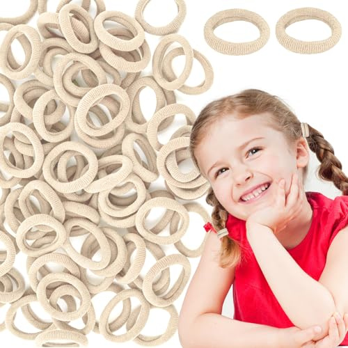 300 st hårsnoddar för småbarn, beige elastiska hästsvans hållare 20 mm hårsnoddar för spädbarn och flickor