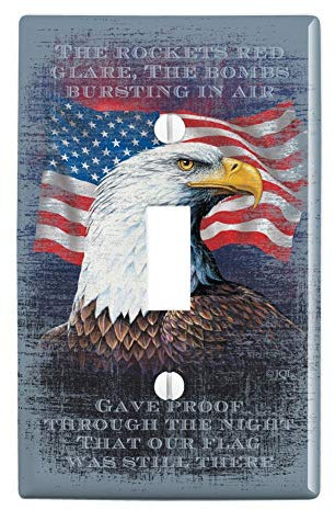 Patriotic Eagle Rockets Red Glare American Flag Plastic Wall Decor Toggle Light Switch Plate Cover