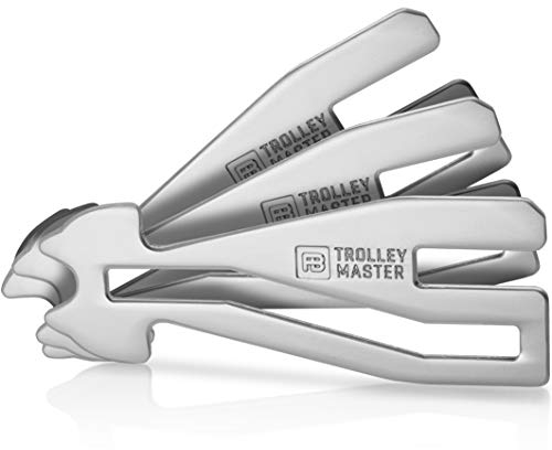 FABACH 3 Trolley Master Einkaufswagenlöser für ALLE Einkaufswagen - Öffnet Frontlader- und Seitenschubfachsysteme - Abziehbarer Einkaufswagenchip Einkaufs-Chip Schlüsselanhänger aus Metall