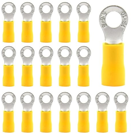 CEEYSEE 50 Pezzi Anello Capocorda Elettrico Terminale Connettori Elettrici Diametro Foro M5 Crimpare Connettori – Per Cavi Da 4,0 – 6,0 mm² (Giallo/YPRY5)
