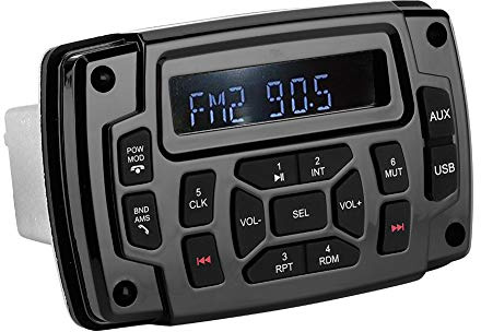 Radio estéreo Marina, Bluetooth FM Am Receptor estéreo Marino Reproductor de MP3, IP66 Receptor Barco de 12v Impermeable/Resistente a la Intemperie con LCD Digital, Receptor Centro Multimedia