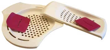 TUPPERWARE Backen P22 Kleine Spätzleria Spätzlekönig weiß mit Teigspatel Rot + Große Spätzleria weiß mit Teigspatel Rot + Hängelöffel Rot