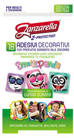 Zanzarella Adesivi Decorativi Antizanzare, per Tessuti con Profumo Sgradito alle Zanzare, per Adulti e Bambini, Efficacia Fino a 48 Ore, Formula Senza Biocidi, Formato 18 Pezzi