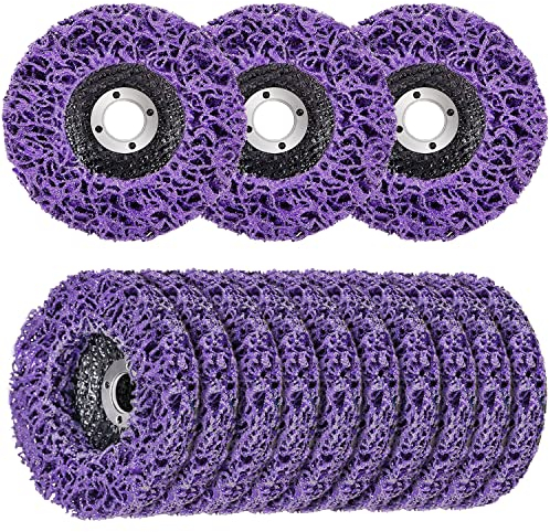 LAIWOO CSD Scheibe 125mm Schleifscheiben für Winkelschleifer, CSD-Scheibe Lila Reinigungsscheibe Set, Grobreinigungsscheibe Nylongewebescheibe Rost Lackentfernung (10 Stücke - 125 * 22mm)