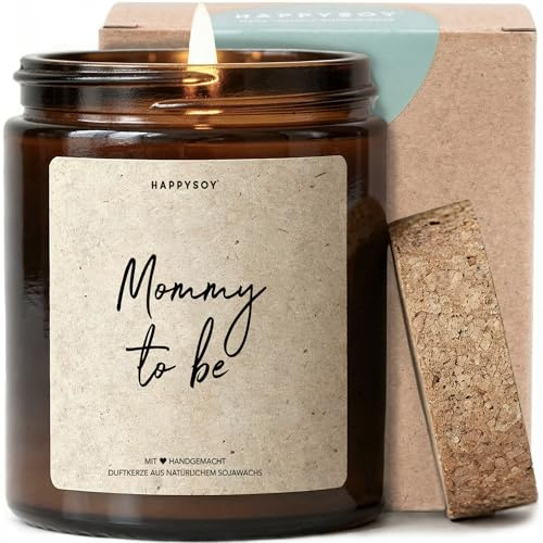 Mommy to be - Duftkerze mit Spruch als Geschenk für werdende Mama, Babyparty, liebevolle Geschenkidee mit blumigem Duft, Kerze im Glas