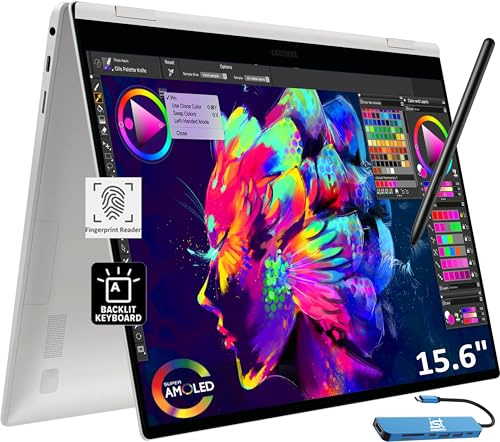 Samsung Galaxy Book Pro 360 2-in-1 Laptop For Creator, Photographer, Designer (15.6 FHD Touchscreen, Intel Core i7-1260P, 16GB RAM, 1TB SSD, S Pen) Backlit, Fingerprint, IST Hub, Win 11 Pro, NP950QED
