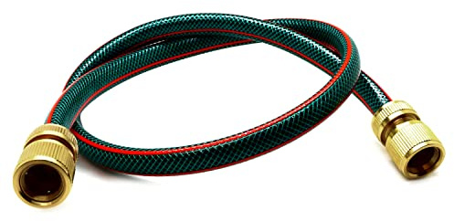 3 metres of Garden Hose Pipe with Brass Connectors Green 4 Layers Reel Connection Set to Outdoor Faucet Tap