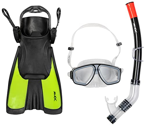 JELEX Deepsea Schnorchel Set mit Flossen (39-43, Grün)