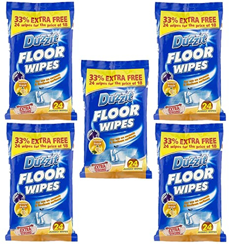 5 x 24 Pack Duzzit Floor Wipes Suitable For Ceramic And Linofeum Surfaces
