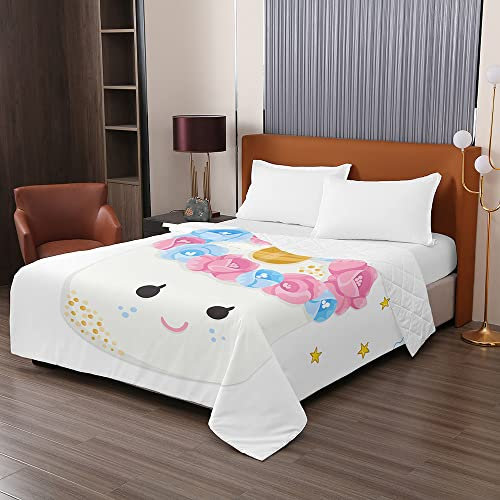 Odot Colcha Bouti de Verano, 3D Pastelería Estampado Suave Microfibra Multiusos Cubrecama Lavable Acolchada Edredón Manta para Cama de Infantil Individual Matrimonio (100x150cm,Unicornio)
