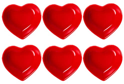 Luxshiny 6pezzi Completo Di Piatti in Ceramica Forma Di Cuore Contenitori Per Condimenti Alimentari Piatti Per Salse in Ceramica Vassoio Per Alimenti