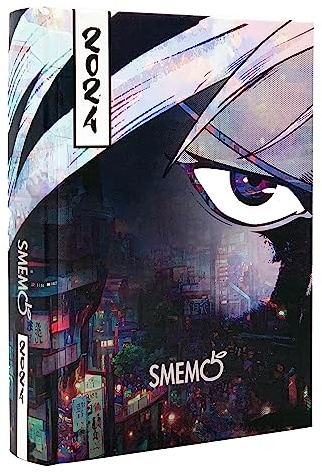 Smemoranda Manga Spec Edition - Vers Cyber Punk, Schultagebuch 2023-2024, 16 Monate, September 23-Dezember 24, Schulplaner mit Planer und Sticker, 544 Pag, Form Large 13 x 17,7 cm, schwarz E weiß