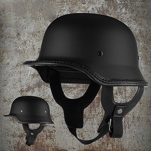 RUANLOV Casco Mezzo Aperto Moto, Mezzo Casco Motociclista, retrò Vintage Caschi Motociclista Demi-Jet DOT/ECE Omologato Berretto da Baseball Moda Casco Adulti Skull cap (B M)
