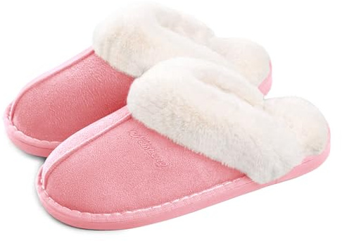 Coswind Damer tofflor Herrtofflor vinter Memory Foam Fluffig Mjuk Varm Slip On House Mocka, Fårskinn Mysig plysch inomhus utomhus Rosa 280