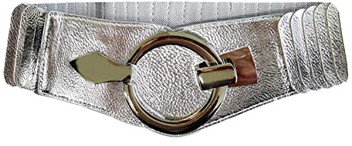Glamexx24 Elastischer Damen Taillengürtel gürtel 6cm breiter Hüftgürtel mit silberner Ring