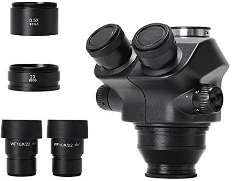 Xptieeck 3,5 x 100 x Stereo-Mikroskop, Trinokular-Mikroskopkopf, WF10X/22 mm, Okular-Gummi-Augenschutz, Mikroskop-Ersatzteile, Zubehör