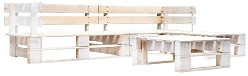 ZEYUAN 4-TLG. Garten-Paletten-Sofagarnitur, Balkonmöbel, Gartenlounge, Gartenmöbel, Balkon Sofa, Terrassen Sofa, Terrassenmöbel, Holz Weiß