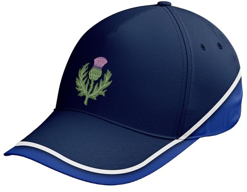 Purple Print House Embroidered Scottish Thistle Cap Retro Scotland Rugby Supporters Hat, One Size, Navy
