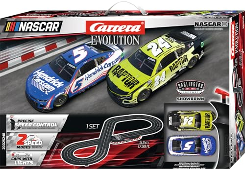 Carrera Evolution - 20025248 - Carrera Evolution I NASCAR I Rennbahn-Set | Rennbahn mit lizensierten Slotcars | bis zu 2 Spieler | Für Kinder ab 8 Jahren & Erwachsene I Carrera Bahn