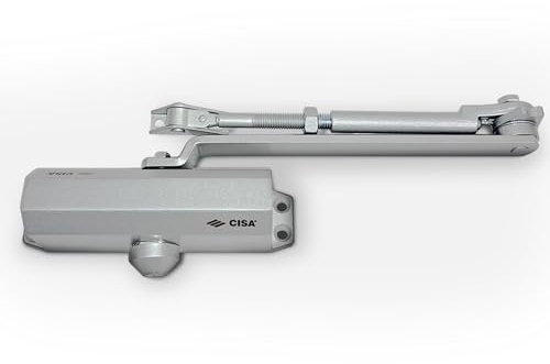 CISA - Chiudiporta CISA a Cremagliera con Arresto 16047103097 Serie 604 - Chiudiporta con Velocità di Chiusura Regolabile - Chiudi Porta per Porte Max 80 kg - Grigio