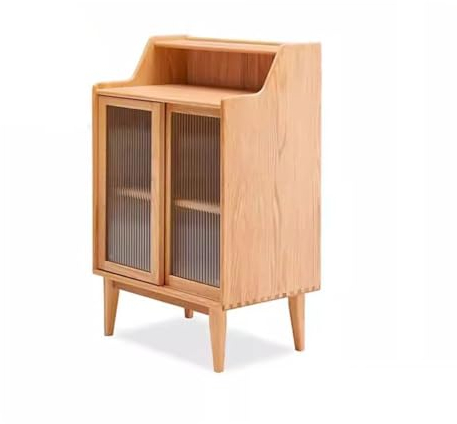 Buffetschrank Massivholz Sideboard Modern Minimalistisch Glastür Weinschrank Nordische Eiche Esszimmer Aufbewahrungsschrank Besteck Aufbewahrungsschrank