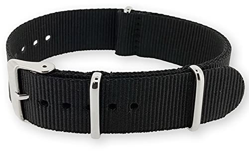 Natos.com – NATO klockarmband, militär nylonrem, klockarmband män och kvinnor, rostfritt stålspänne, 18 mm 19 mm 20 mm 21 mm 22 mm, 19 mm, Nylon, Rostfritt stål