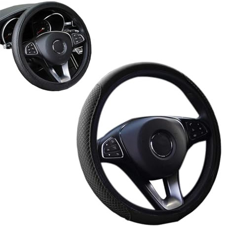 Esshogo Coprivolante Auto Pelle, Copertura Universale 37-38cm, Nero