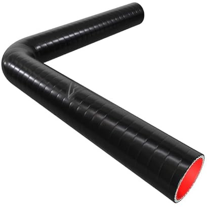 45mm (1 3/4) ID Black Fluorolined Silicone 90 Degree Long Fuel & Oil Elbow Hose - 300mm Each Leg (600mm Total Length)