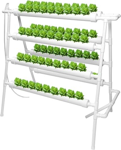 AFLEPCBRQ Hydroponic Planting Kit Hydroponic Soilless Plant Cultivation System Vegetable Planting Kit 72 Site 8 Pipe NFT PVC Hydroponic Pipe Balcony Garden Planting Kit-//