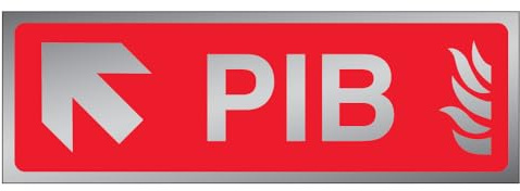 V Safety PIB Hinweisschild mit Pfeil nach oben/links, 450 x 150 mm, 3 mm, gebürstetes Aluminium-Verbundwerkstoff, für Informationsbox