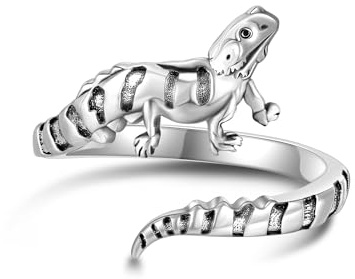 Bague dragon de barbe en argent sterling 925 réglable - Cadeau pour femme, Argent sterling