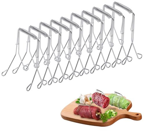 Lot de 10 pinces à roulade, en acier inoxydable, réutilisables, pinces de cuisine, pinces à salade, pinces pour viande et chou, cadeaux de bricolage de Pâques