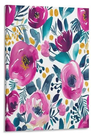 VFKLZCNYR Riproduzione artistica su tela con fiori ad acquerello, decorazione artistica da parete per casa e ufficio, 60 x 90 cm