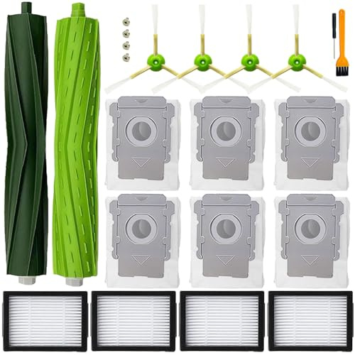 Replacement Parts Accessories for iRobot Roomba i3 i3+ i7 i7+ i4+ i5 i5+ j5 j5+ i6 i6+ i8 i8+ i2 J7 E5 E6 E7 I&J&E Series Vacuum Cleaner,1 Roller Brushes,4 Filters,4 Side Brushes,6 Dust Bags