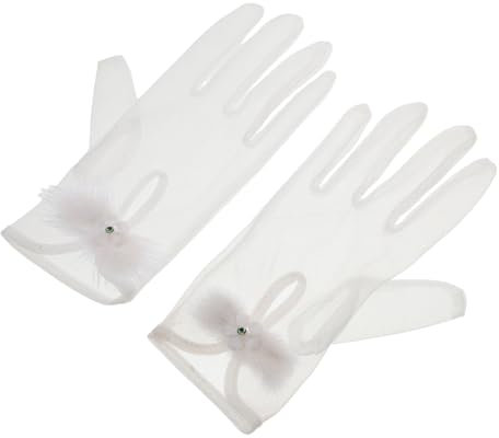 BESPORTBLE Weiße Kurze Handschuhe Für Damen Formelle Spitzenhandschuhe Für Hochzeit Abendhandschuhe Mit Hohldesign Für Teeparty Und Andere Anlässe