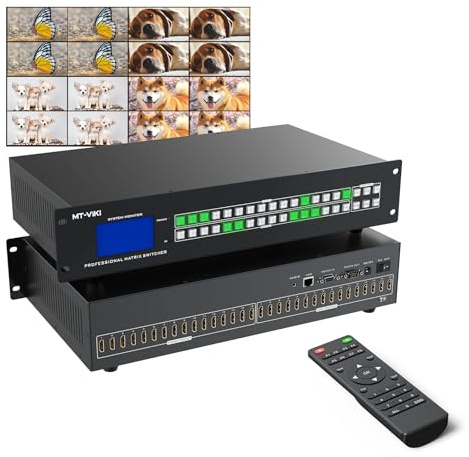 MT-VIKI HDMI Matrix Switch 16 in 16 Out unterstützt Web Control 3.5mm Stereo Audio mit IR-Fernbedienung Rack Mount 4K@30Hz EDID RS232 LAN Port