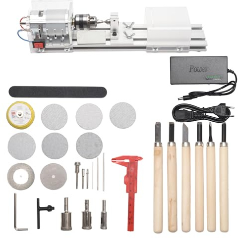 Steowsey Mini Tour Machine Bricolage Travail Du Bois Tour à Bois Fraiseuse Meulage Perles De Polissage Perceuse Ensemble D'Outils Rotatifs Prise Ue