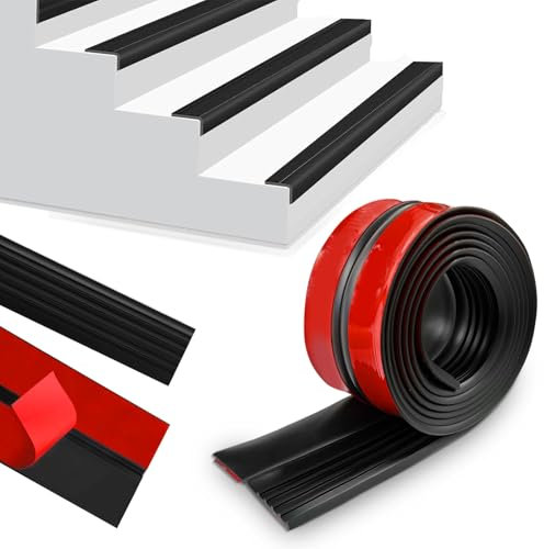 Profilo per bordi delle scale, autoadesivo, in gomma antiscivolo, protezione per gradini per interni ed esterni, protezione per scale (2 m)