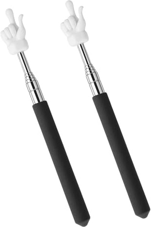 2 Stück Zeigestab ausziehbar, Teleskopischer Pointer Finger aus Edelstahl, Ausziehbarer Finger Pointer, Zeigestab Finger für Lehrer im Unterricht, Vielseitig Einsetzbarer Zeigefinger Stab