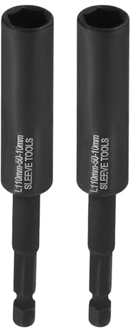sourcing map 2 x Steckschlüssel-Bohrer, 10 mm, metrischer tiefer Stecknuss, 1/4-Zoll-Sechskantschaft, 110 mm, extra lange 6-Punkt-Stecknüsse, Schnellwechsel, CR-V-Stahl-Bolzen-Setter für