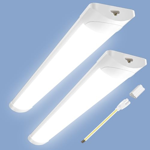 Viugreum 90cm Reglette LED Connectable 2 Pièces, 30W 6500K Blanc Froid Tube Neon Led Barre, Éclairage Plafond Lampe Etanche IP54, Lumiere pour Garage Atelier Bureau Cuisine Cave Intérieur Extérieur