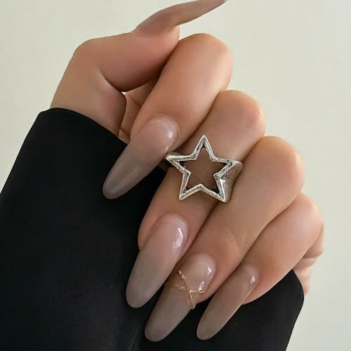 MIONGKI Ring Punk Aushöhlen Dicken Geometrische Stern Offen Für Frauen Männer Minimalistischen Silber Farbe Party Schmuck